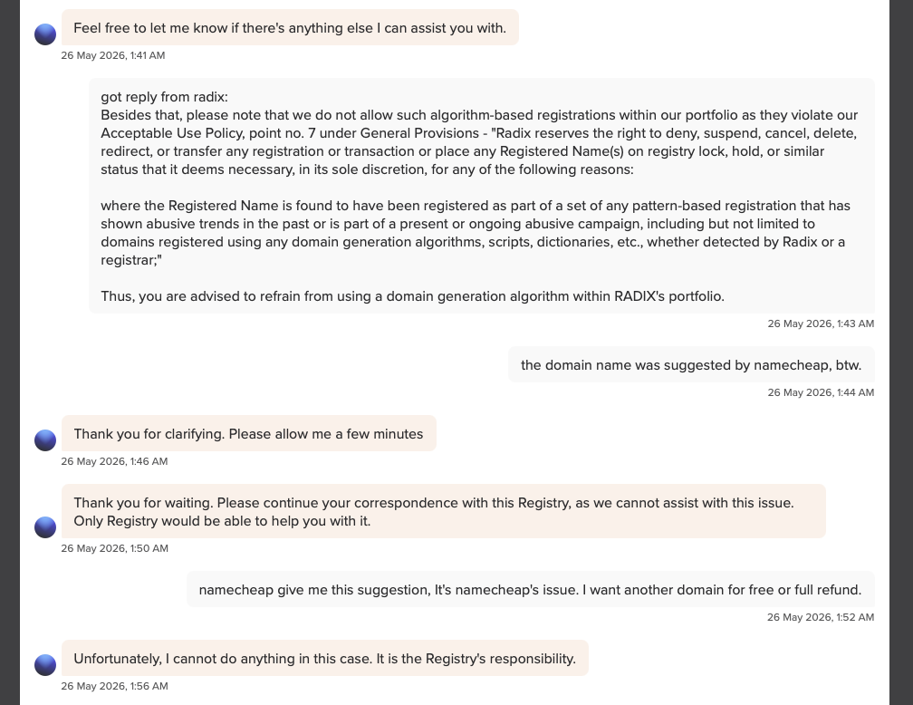 Namecheap declining to help